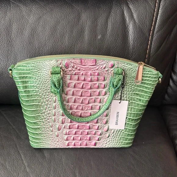 Brahmin Duxbury Medium Satchel Apple Blush Melbourne Leather 2 way cross body - Picture 2 of 10